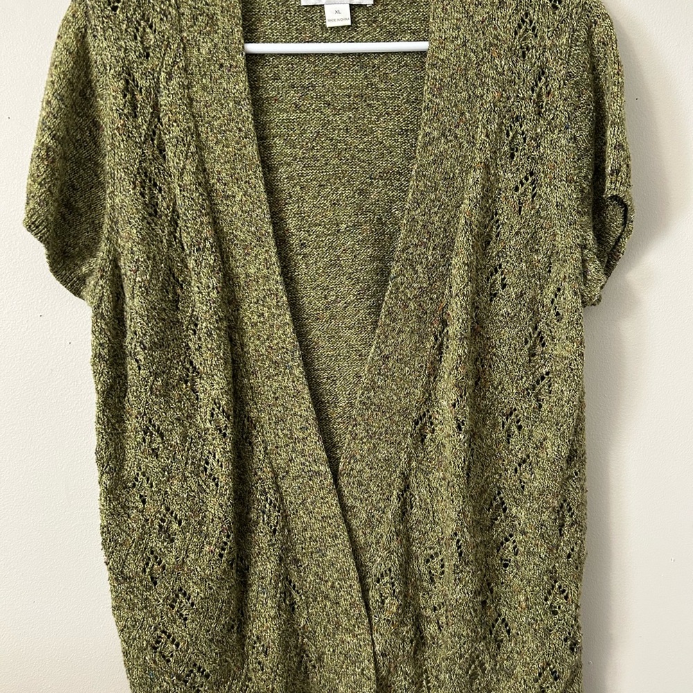 Christopher & Banks Textured Green Cardigan